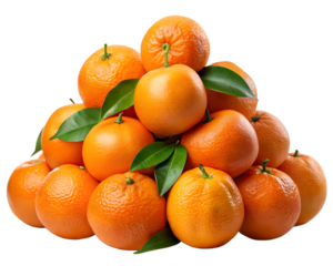 pile of fresh oranges isolated on transparent background 