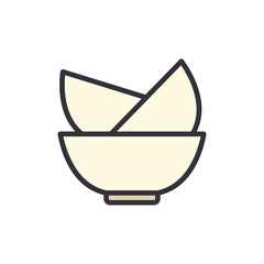 Bowl colored icons, minimalist vector illustration ,simple transparent graphic element .Isolated on white background