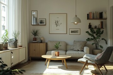 Cozy living room with natural light and minimalist decor
