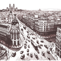 madrid city view - sketch illustration (artwork 2)