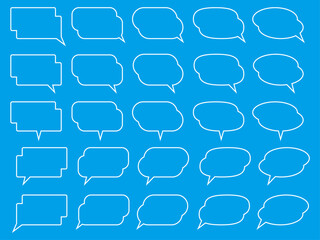 Obraz premium シンプルなフキダシ。枠。ベクター素材。シンプル白ラインのみ。ベタ背景透過。2段。