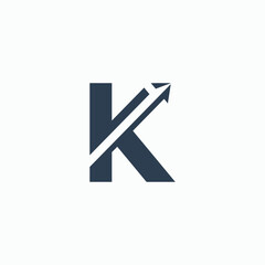 Letter k with arrow logo icon design