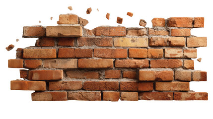 Obraz premium damaged brick wall. isolated, transparent background