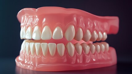 Obraz premium Realistic poster of a denture in good light, good quality, good for dentists, black background