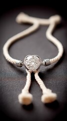 Fototapeta premium Sparkling Heart Diamond Bracelet Luxury Jewelry Close up Macro Shot Rope Detail Elega