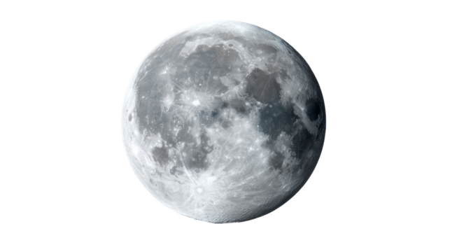a full moon in space. isolated, transparent background