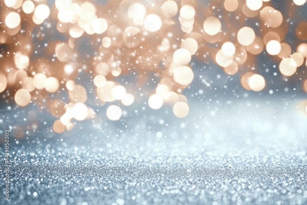 Aufkleber elegant silver and white bokeh background with sparkling light effects for christmas and holiday cel