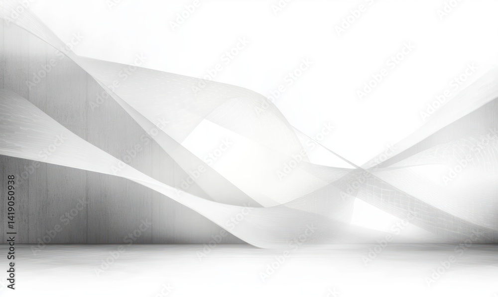 Leinwandbilder white and gray geometric abstract background with soft gradients and futuristic light effects high-k