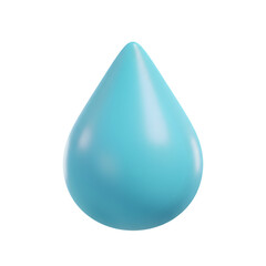 Teal fluid sphere with droplet shape floating serenely on white background