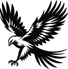 Harrier in Powerful Flight Vector Silhouette