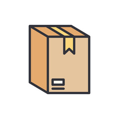 Box packaging colored icons, minimalist vector illustration ,simple transparent graphic element .Isolated on white background