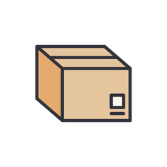 Box packaging colored icons, minimalist vector illustration ,simple transparent graphic element .Isolated on white background