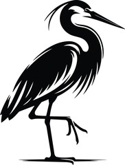 Elegant Heron Silhouette in Modern Illustration Style