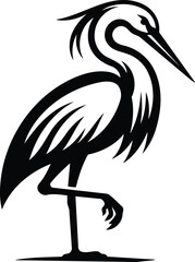 Elegant Heron Silhouette Standing Gracefully on One Leg