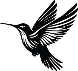 Obraz premium Hummingbird Silhouette in Dynamic Hovering Pose Modern Illustration