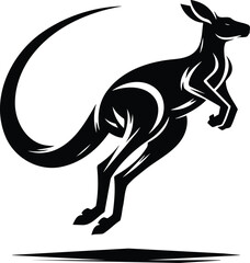 Kangaroo Silhouette Mid Leap Vector Illustration