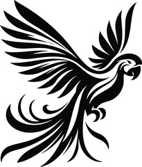 Art Deco Macaw Silhouette in Flight