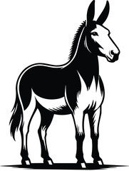 Proud Mule Standing Silhouette with Perked Ears