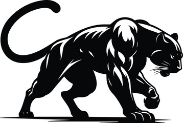 Prowling Panther Silhouette Exuding Power and Stealth © dinil