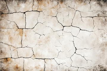 White cracked wall background. Cracked wall texture.  Damaged wall texture. Cracks in a wall.