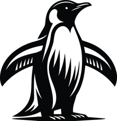 Proud Penguin Silhouette with Outstretched Wings