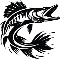 Fototapeta premium Dynamic Pike Silhouette in Striking Pose