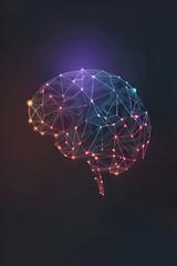 Glowing Digital Brain with Neural Network