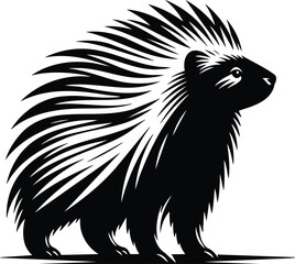 Porcupine Silhouette Alert and Ready Vector Illustration