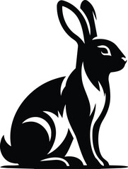 Rabbit Silhouette Standing Alert with Perked Ears