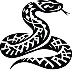 Coiled Rattlesnake Silhouette Poised to Strike