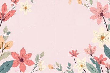 Hand drawn abstract floral spring background with flowers, Flat design spring background with flowers