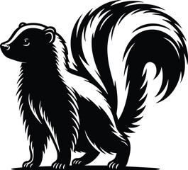 Skunk Silhouette Standing Alert in Defensive Posture