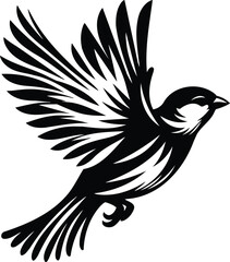 Sparrow in Flight Elegant Silhouette Modern Illustration