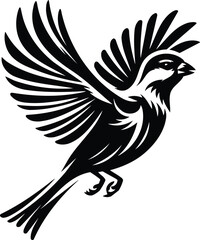 Sparrow in Flight Elegant Silhouette Vector Illustration