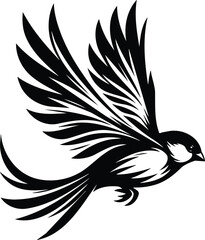Sparrow in flight elegant silhouette vector illustration