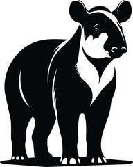 Confident Tapir Silhouette with Raised Snout Vector Illustration