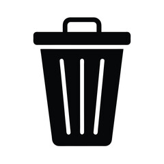 Trash Bin Icon Silhouette Vector Illustration