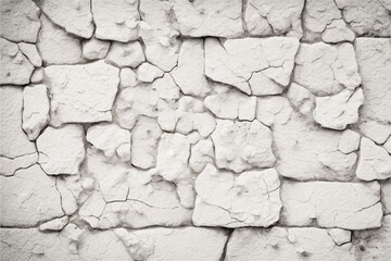 White cracked wall background. Cracked wall texture.  Damaged wall texture. Cracks in a wall.