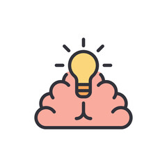 Creative brain colored icons, minimalist vector illustration ,simple transparent graphic element .Isolated on white background