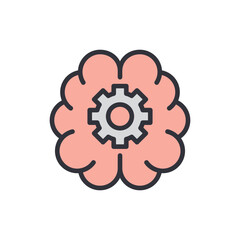 Brain management colored icons, minimalist vector illustration ,simple transparent graphic element .Isolated on white background