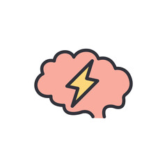 Brain power colored icons, minimalist vector illustration ,simple transparent graphic element .Isolated on white background