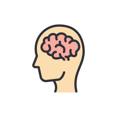 Brain colored icons, minimalist vector illustration ,simple transparent graphic element .Isolated on white background