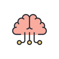 Artificial brain colored icons, minimalist vector illustration ,simple transparent graphic element .Isolated on white background