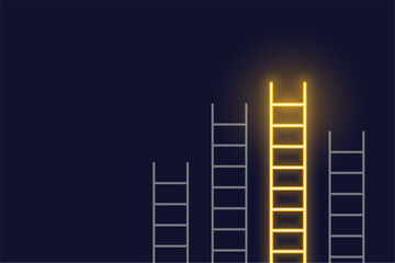 glowing ladder design represent different idea concept among others