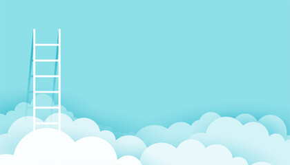minimalist ladder above the clouds leaning towards wall vector design © starlineart