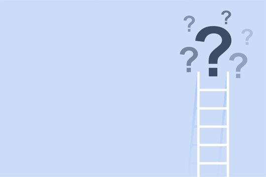 simple ladder leading to the question mark icon challenge concept background
