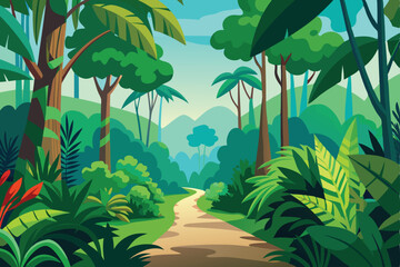 jungle background for video vector illustration.