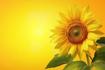 Obraz premium Cheerful sunflower design on vibrant background, ideal for nature lovers and floral enthusiasts seeking bright and uplifting imagery