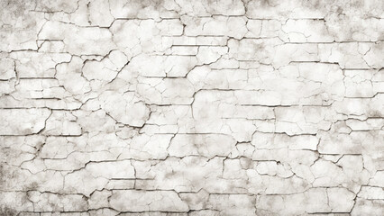 White cracked wall background. Cracked wall texture.  Damaged wall texture. Cracks in a wall.