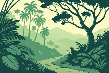 Naklejka premium jungle background for video vector illustration.